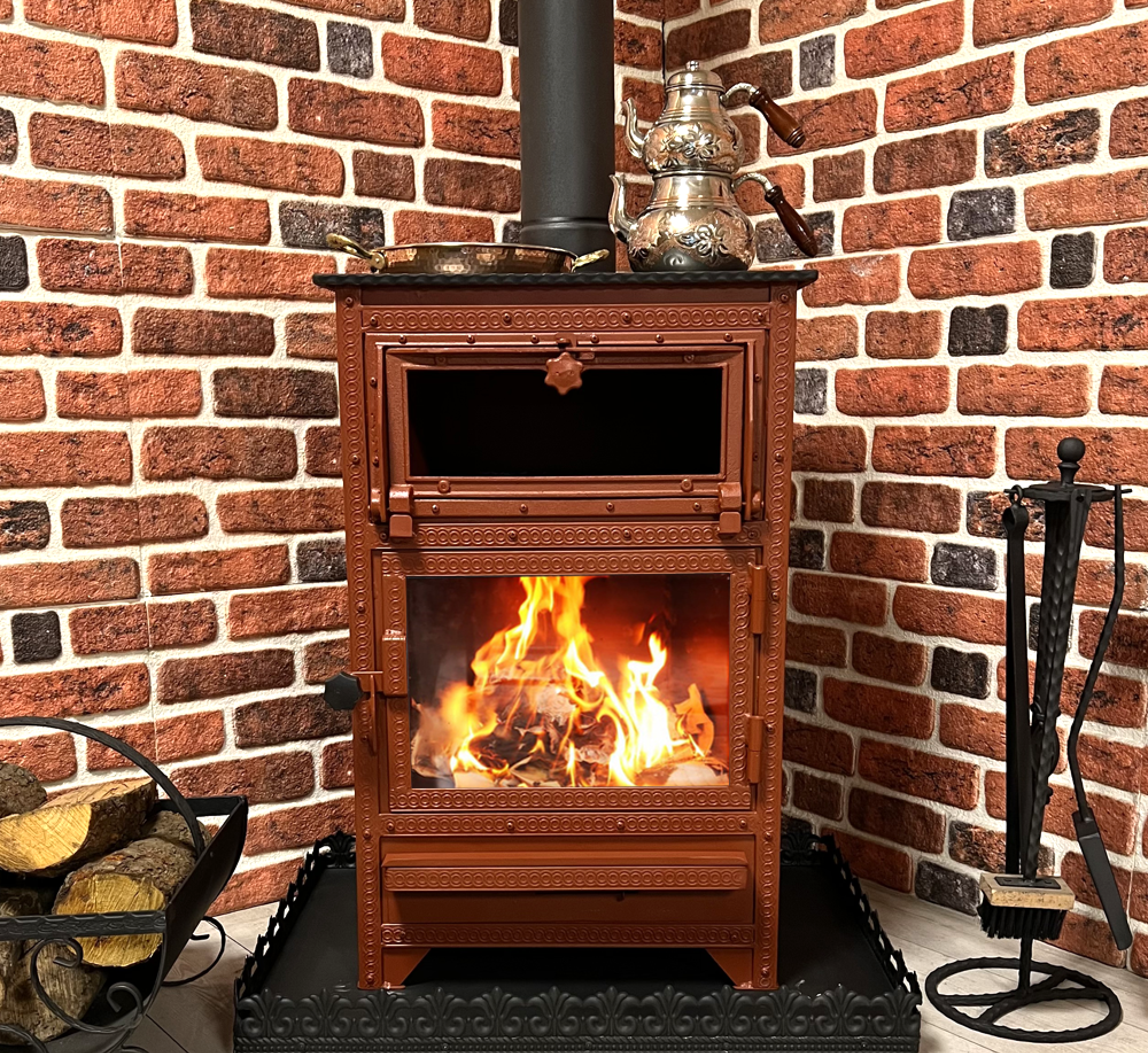 Akdeniz Serisi Turuncu Lüks Fırınlı Şömine