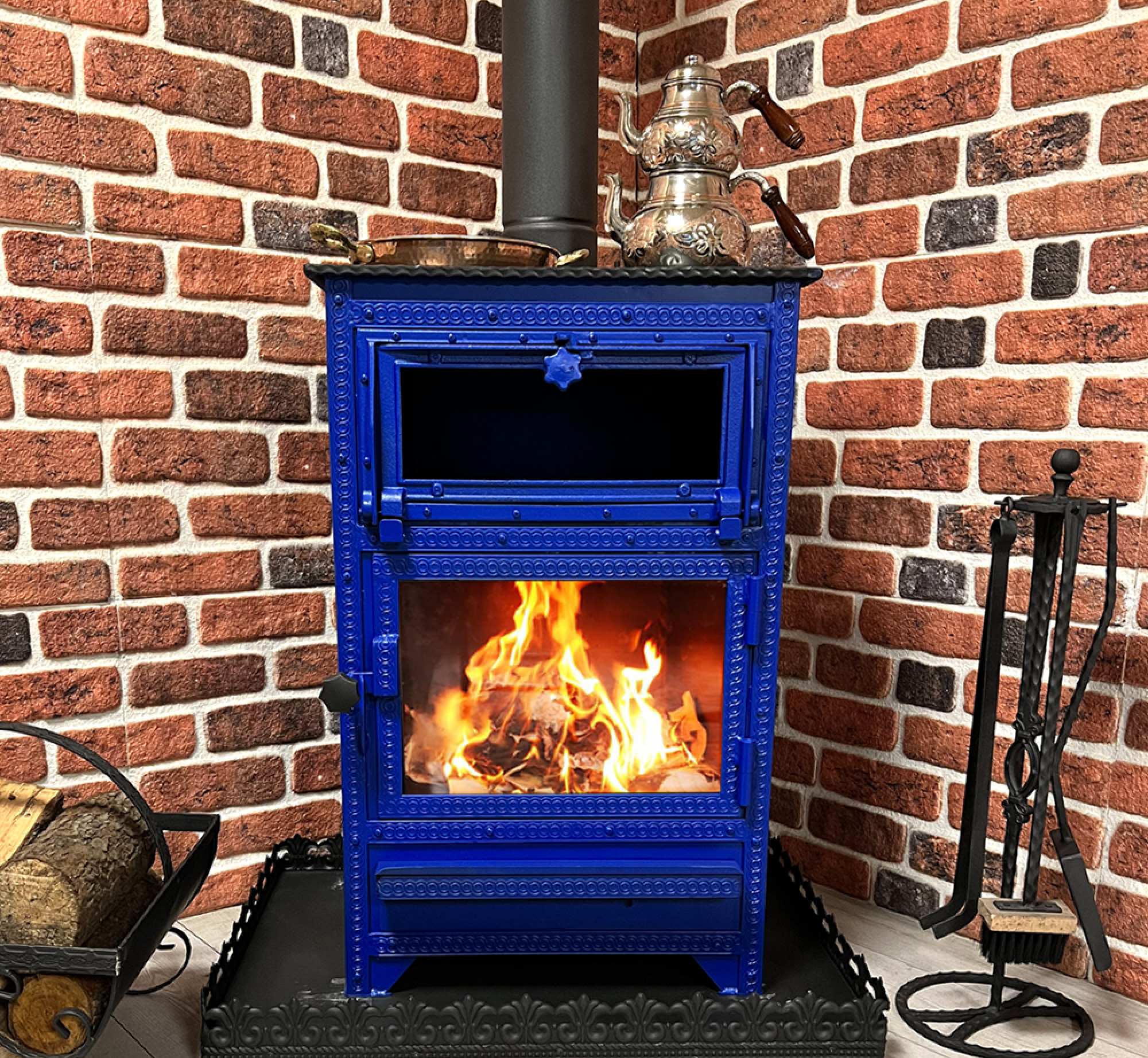 Ege Serisi Mavi Lüks Fırınlı Şömine